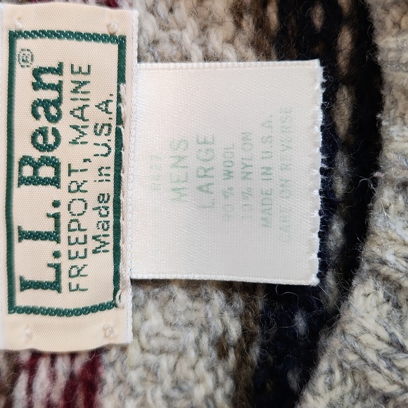 Vintage L.L. Bean Fair Isle Multicolor Wool Sweater sz L - Picture 2 of 10